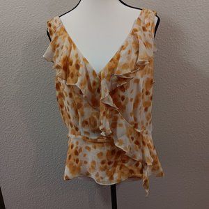 NWOT Jones Wear 100% Silk Sleeveless Cheetah Print Top Size 12